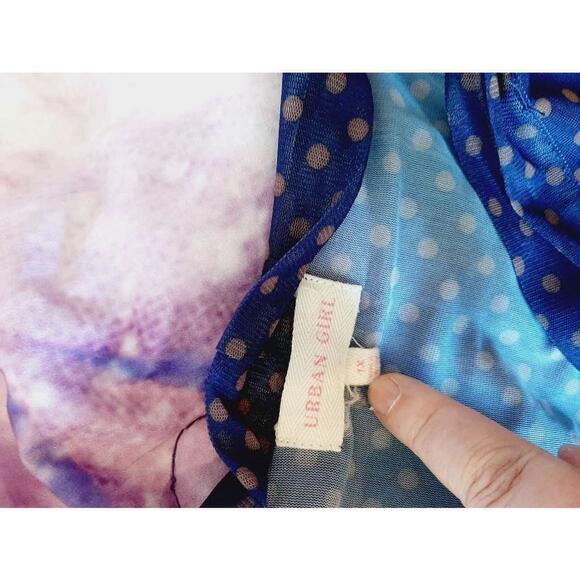 Women's Urban Girl Blue Polka Dot Blouse Size 1X - Picture 3 of 4